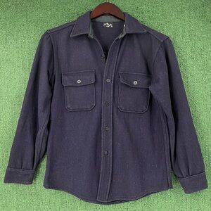 VTG 40’s C.P.O Anchor Wool Navy Distressed Button Up Shirt Jacket Men’s SZ Small
